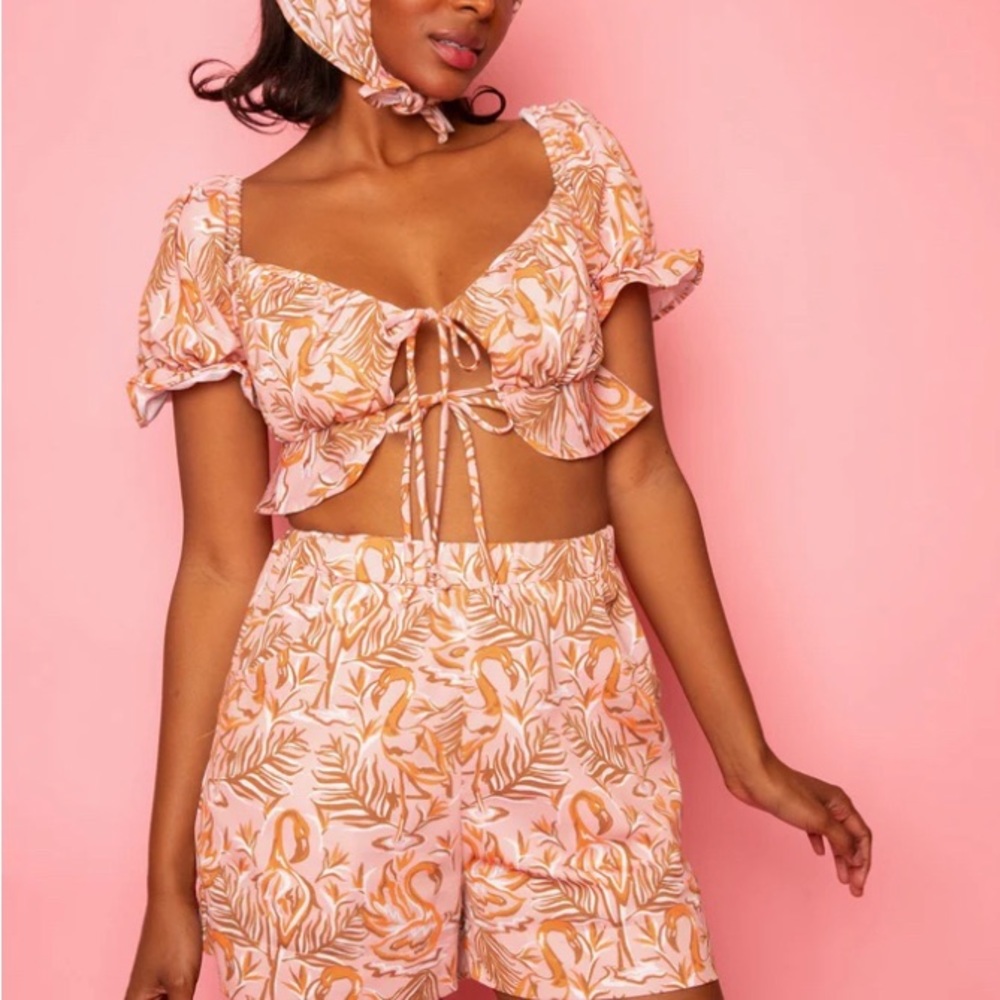 Dazey LA PINK PARADISE RUFFLE TIE TOP